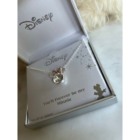 Disney Fine Silver "You'll Forever Be My Minnie" Mouse Necklace - Picture 2 of 8